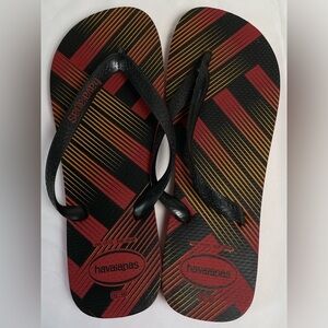 Havaianas Trend Vermelho Apache Red black flip flops Men size 11-12
